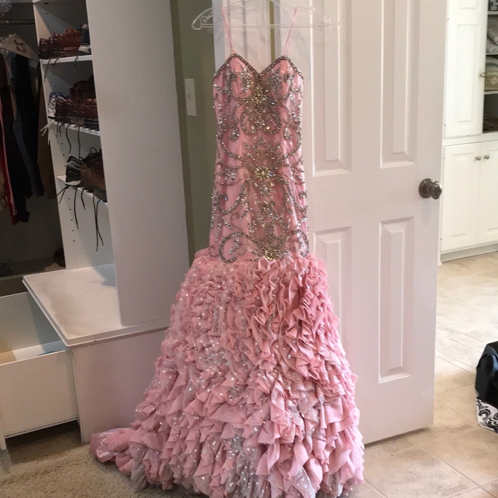 Long Pink Alythea Prom dress